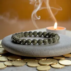 Pyrite Natural Crystal Bracelet for Adults Energy Healing Stone for Protection & Abundance Unisex Jewelry Wealth Magnet Vitality Booster Grounding Stone