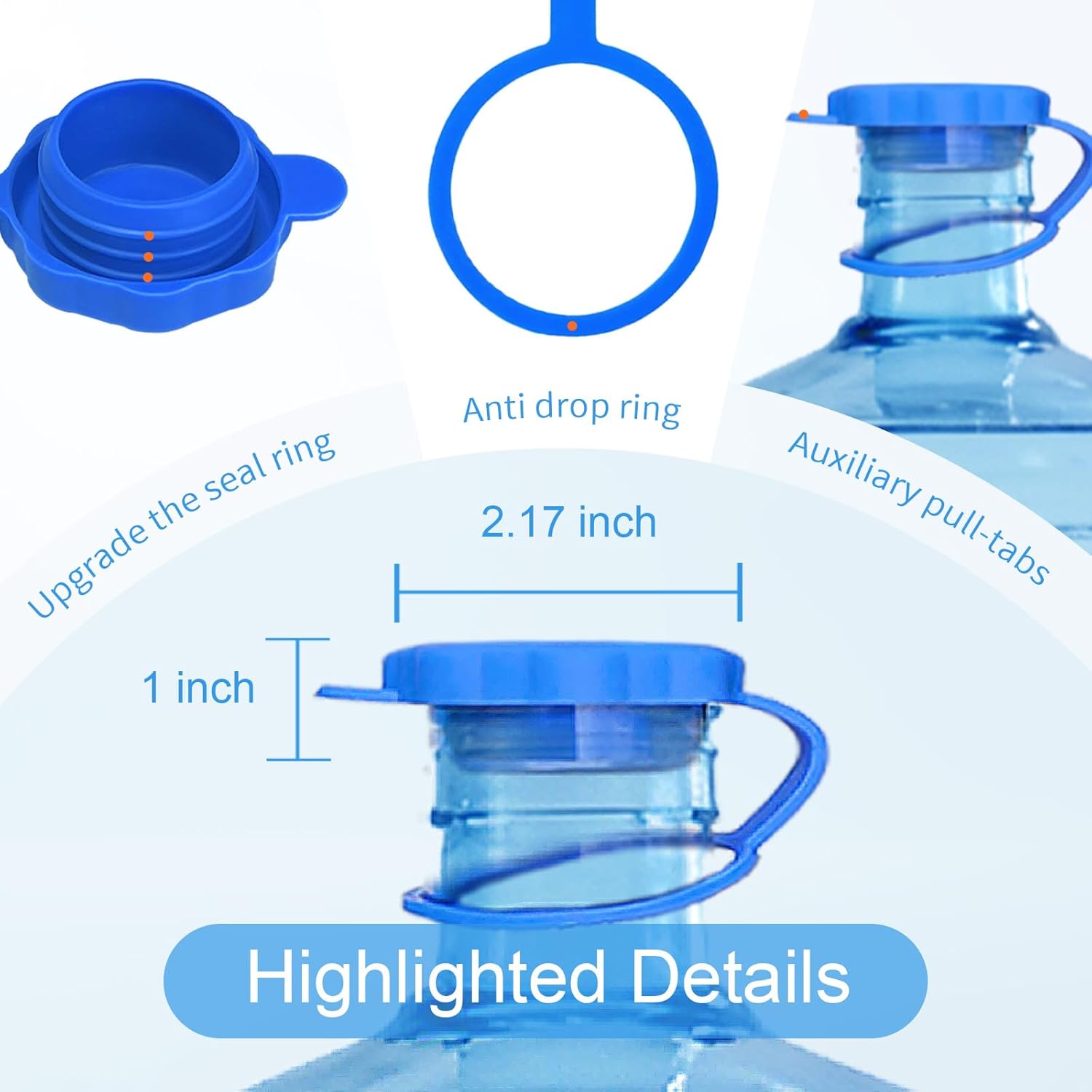 【8 PCS】3 & 5 Gallon Water Jug Cap, Reusable Replacement Cap, Upgrade Non Spill Bottle Caps Fits 55mm Water Jug (8) Cover Drinkware Silicone Indoor Kettle Plastic Cup Lids Tumbler Mug Tumbler Tumbler Mug Disposable Set Disposable Set Disposable  Set