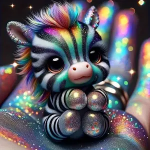 Cute Zebra Design 5D Diamond Arts Colorful Painting Kit, DIY Diamond Arts Colorful Painting Kit, DIY Decorative Art Picture for Beginner, Diamond Painting Kits