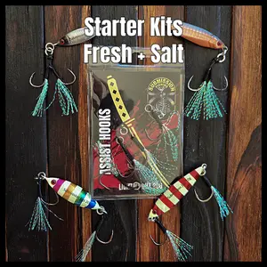 Starter Kits & Gift Sets for the Best Fishing - Slow Pitch Jigs & Hooks for Fresh & Saltwater Fishing with Micro & Heavy Jigs 10g-60g for Bass Trout Halibut & Flounder