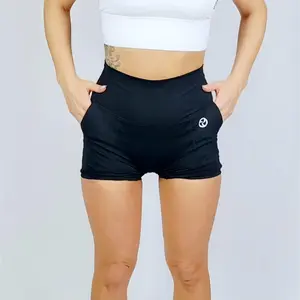 Pedigree Sportswear Women's High-Waisted Evo-Dry Training Shorts - Butt Lifting, Tummy Control, Stretchy, No Front Seam, Quick-Drying, With Side Pockets, Perfect for Active Lifestyles - Available in Black, Sizes S-XL