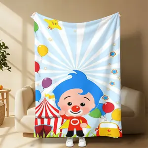 At the heart of this vibrant design is Plim Plim himself，the cheerful blue-haired hero with his iconic red nose and heart emblem,Crafted from ultra-soft, fuzzy fabric, this blanket isn’t just a feast for the eyes