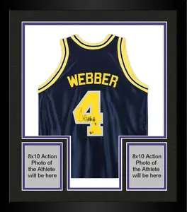 Framed Chris Webber Michigan Wolverines Autographed Navy 1991 Mitchell & Ness Authentic Jersey with "Fab Five" Inscription - Fanatics Authentic Certified