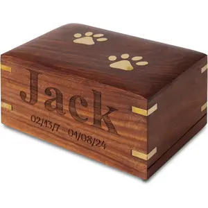 Personalized Rosewood Pet Urn for Dog Ashes - Wooden Memorial Cremation Urn Box for Cats - Decorative Keepsake Funeral Urns for Pet Ashes - Fits Pets from 10 lbs to 160 lbs (S to XL) - Sympathy Gift
