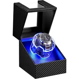 Watch Winder for Automatic Watches, 4 Modes Single Automatic Watch Winder box with LED  Design, Rotating Watch Case with Super Quiet  with Type-C Adapter,UJWW006C