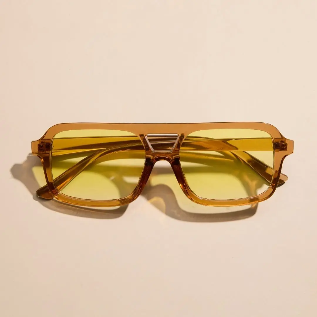 Yellow Vintage Aviator Sunglasses