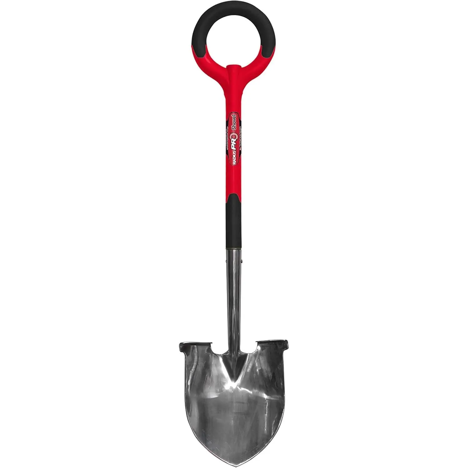 Garden 20211 PRO Garden Stainless Steel Shovel, Red, Ergonomic O-Handle Grip, Extra-Wide