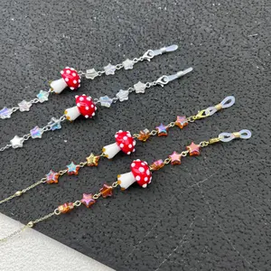Mushroom and star eyeglass chains, gold-plated eyeglass chains, mushroom sunglasses anti slip chains, eyeglass accessories/gold/silver