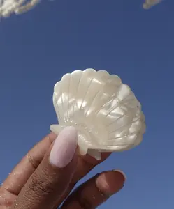 Stylish and Strong OCEAN Cellulose Acetate Hair Claw Clip with Beach Vibes in IVORY PEARL or Turquoise with a Kiss of Purple