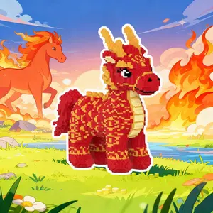 Flame Horse 3D Puzzle Building Blocks Decoration, Bookshelf Home Office Cabinet Decor, Party Living Room TV Stand Display Gift