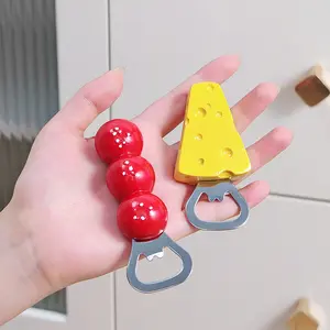 Creative magnetic bottle opener candied gourd cheese design cap opening artifact refrigerator sticker bottle cap screwdriver household cute
