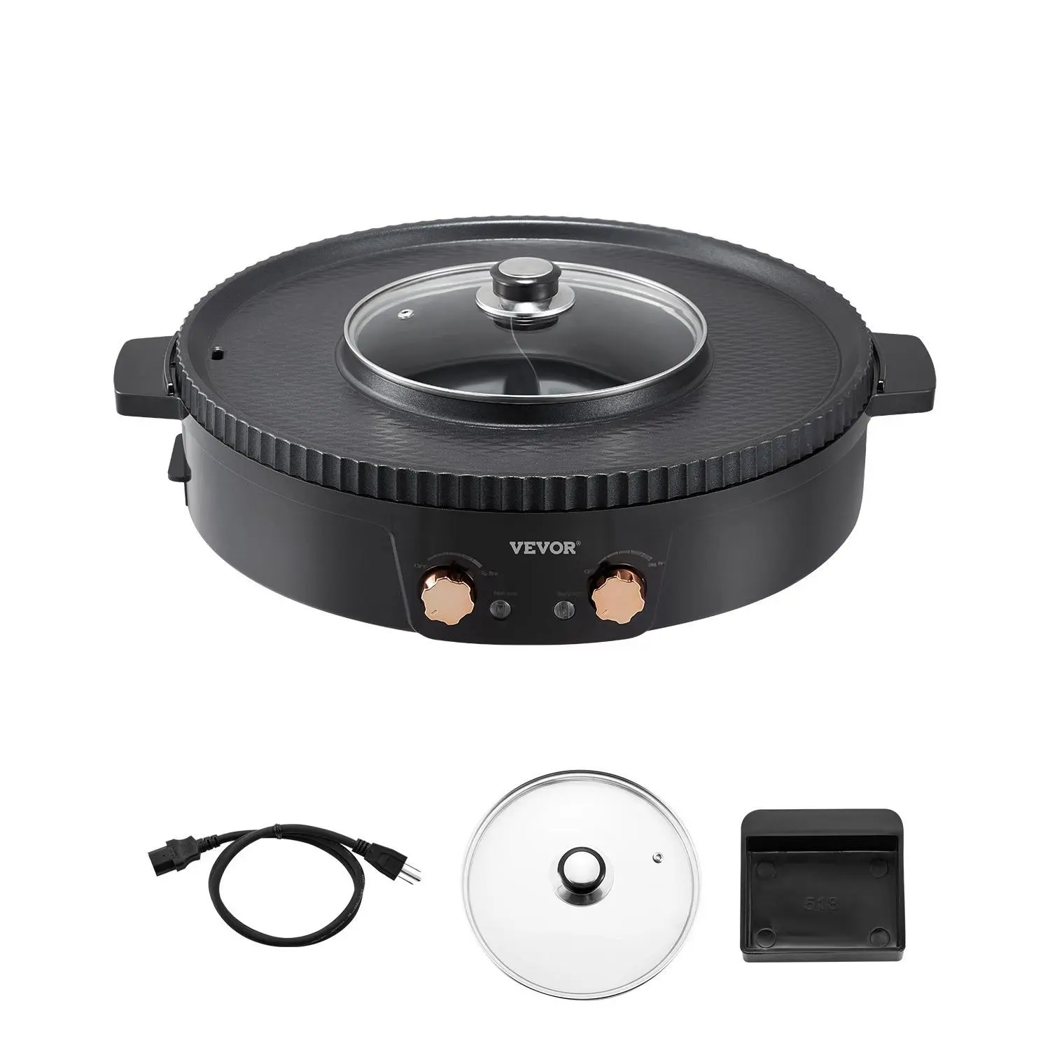 VEVOR Hot Pot with Grill, 1800W 2-in-1 Electric Smokeless Grill and Hot Pot, Korean BBQ Shabu Shabu Hotpot with Separate Dual Temperature Control, Non-stick Pan, for 2-8 People Family DiningSummervibes