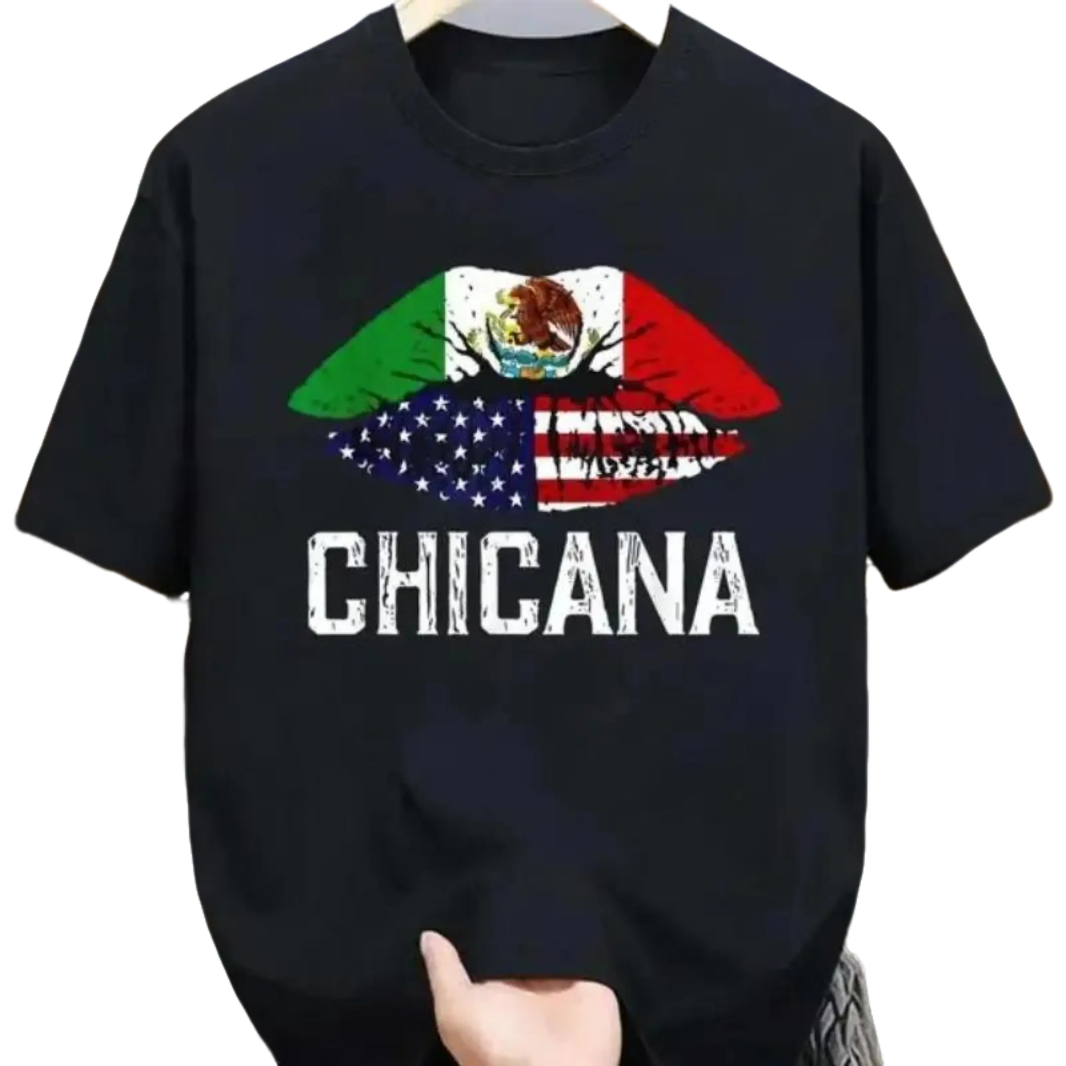[breathable] breathable Chicana-Shirt Women Girls Kids Half American Half Mexican T-Shirt, Graphic Tees Men,Summer Tops Casual Crew Neck Cotton T-Shirt Womenswear Birthday T-Shirt For Men And Women, breathable comfort, minimalist
