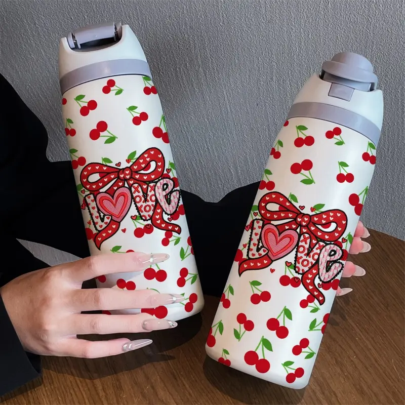 Butterfly Cherry 32oz Dual-Use Sports Water Bottle, 304 Stainless Steel Large Capacity Insulated Cup, Insulated Tumbler, Perfect Gift for Women