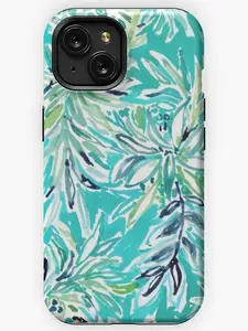 Teal Floral Design iPhone Case