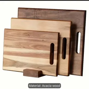 Large Acacia Wooden Chopping Board - Kitchen Cutting Board with Serrated Edges, Non-Slip Base, Solid Natural Grain Design, Durable and Easy to Maintain