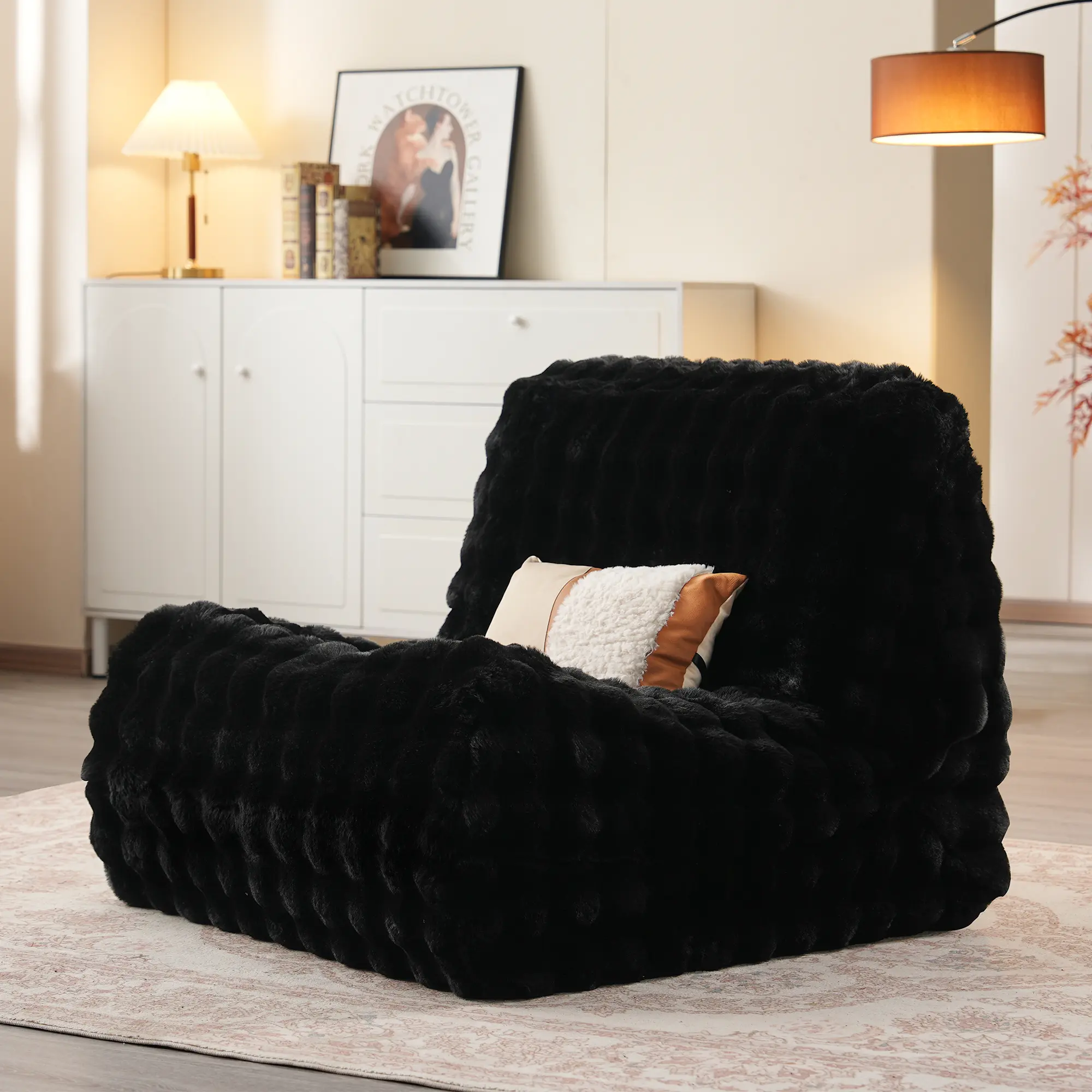 Black Plush without Ottoman