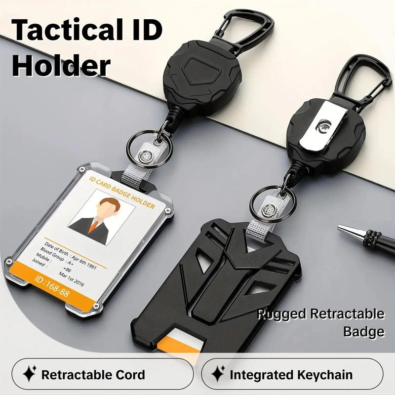 Outdoor Retractable Heavy Duty Badge Reel (1 Set), ID Badge Holder, Tactical ID Card Holder for Outdoor Hiking & Climbing, Badge Reels Retractable