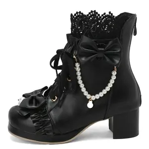 Women's Round-Toe Cuban-Heel Chunky Ankle Boots - Cushioned Walk-All-Day Leather-Look Booties