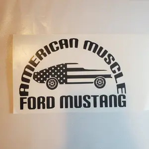 American Muscle Ford Mustang Flag 6x5 Vinyl Decal