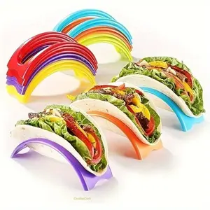 12/24Pcs Colorful Taco Holders Stand, Durable PP Material Taco Rack Tray, Reusable Holder for Soft & Hard Taco Shells, Home Kitchen Party Restaurant Use