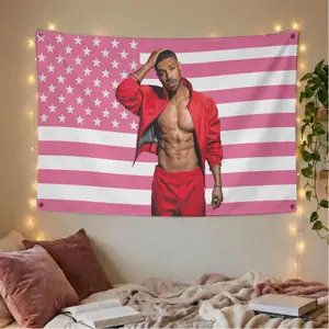 Michael B Jordan Hot Flag Pink USA Aesthetic Wall Decor Poster Bedroom Room Gift Idea