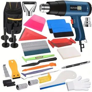 [Vinyl Wrap Tool Kit] 110V Heat Gun Vinyl Wrap Tool Kit | For Car Wrapping & Window Tinting Film Installation, PPF Wrapping Tools Kit Includes Toolkit Bag, Micro Wrap Squeegee, Magnet Holder, Scraper