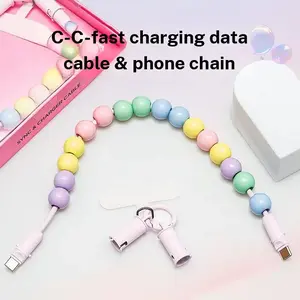 ast Charging Cable Type C to Type c Beaded Handmade Charging Cord, Also a Handy Phone Lanyard, 60W Charging Data Cable, 30CM Portable Versatility; Compatible with iPhone 16/15 Pro Max, Samsung, and Laptops