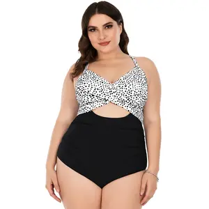 Plus Size One Piece High Stretch Swimsuit for Women Elegant Tummy Control Bathing Suit 2026