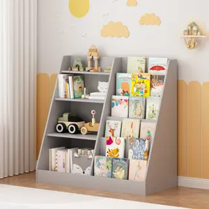 Multi-Tier Storage Organizer, Freestanding Open Shelf Unit with 4-Tier Display Compartments, MDF Storage Cabinet for Living Room, Entryway, Bedroom & Home Office