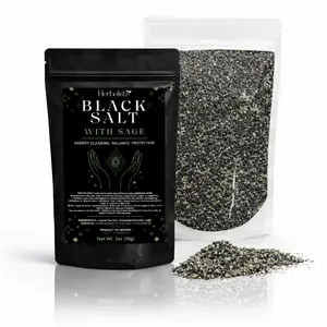 Herbalista Viral Sage + Black Salt 2oz (56g) | Protection & Cleansing, Ritual & Spell Salt for Witchcraft and Wiccan Practices, Spiritual Purification.
