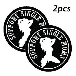 2PCS Funny Single Mom Support Hard Hat Stickers - Waterproof Peel-Stick Humor Vinyl Decals for Helmets, Motorcycles, Construction Gear