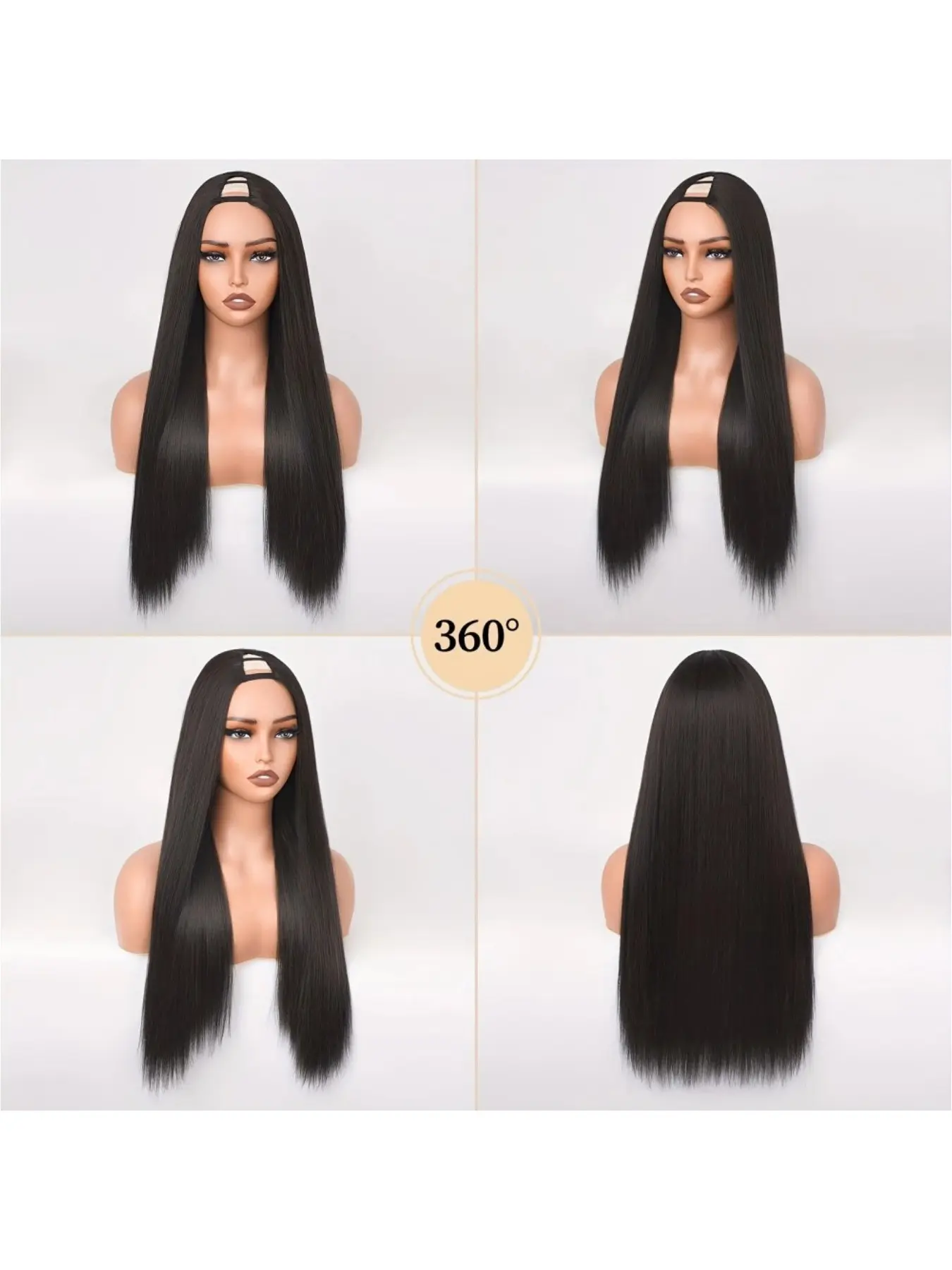 Straight Human Hair Wig 24 Inch Glueless V Part 180 Density Clip In V Part Wigs Human Hair Straight V Shape Wigs for Black Women  main image 3