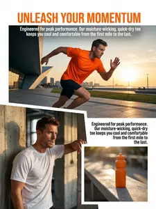 Breathable Lightweight Running Tee, 2 Versatile Colors For Daily Workout