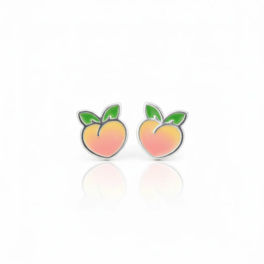 Every Day Will Be PEACHY | Sterling Silver Enamel Peach Stud Earrings