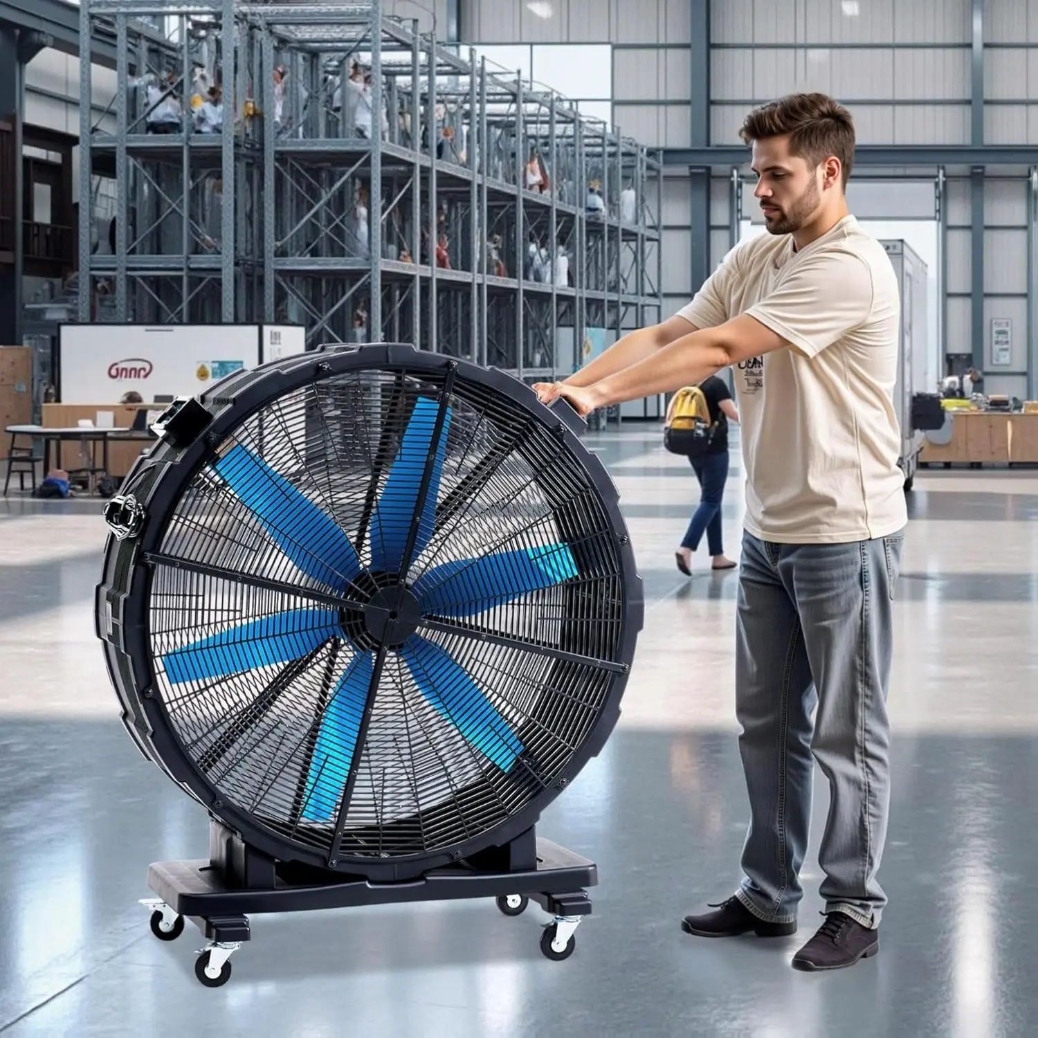 [Summerwins] [SummerFinds] AMERLIFE Industrial Drum Fan,  42 inch 550W, 48 inch 750W Plastic High Velocity Floor Fan with Wheels and 3 Speed, Air Flow 12,950/17,660 CFM, Ideal for Commercial, Garage, Warehouse, Workshop, Factory