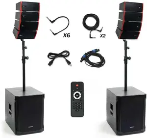 EARP-15 Active Line Array Speaker System with Dual 15" Subs | 4000w Professional Bluetooth PA Speaker,2 Subs and 8 line Array Speakers,for DJ, Live Events, Parties & Stage Performances