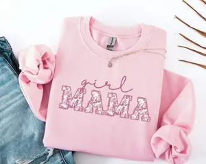 Floral Girl Mom Sweatshirt, Toile Mama of Girls Pullover, New Mom Outfit, Mother’s Day Gift, Baby Announcement Momma Clothing - LORA ATCHER
