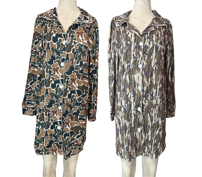 Hunting Season Long Sleeve Camo T-Shirt & Sleep Dress – Ultra Soft, Comfortable Women's Loungewear Perfect for Outdoor Lovers