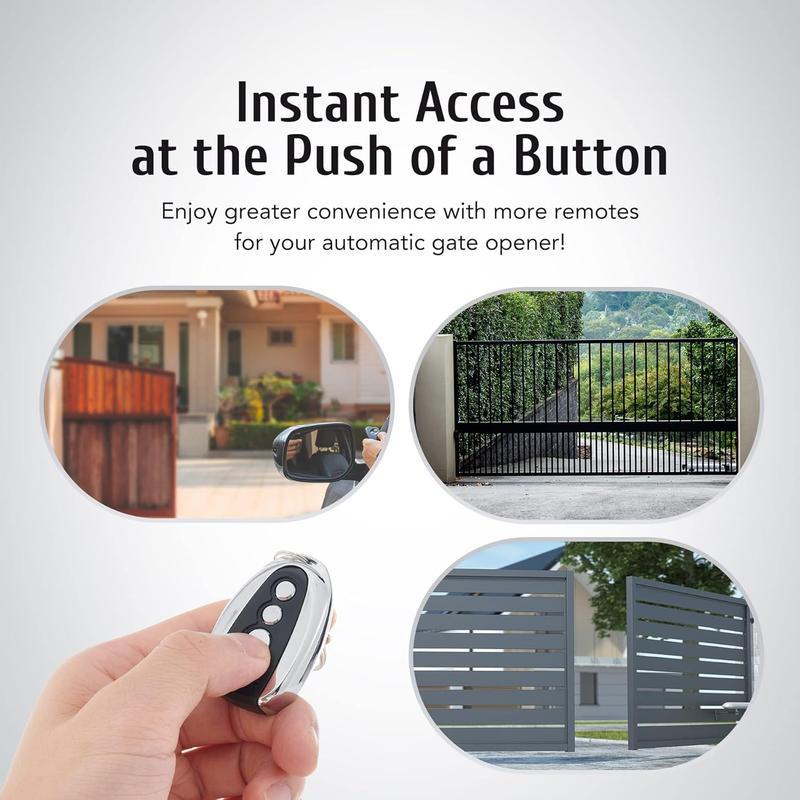 Remote Control for Automatic Gate Openers, Electric Gate Opener with 100 Foot Range and Auto Close for Sliding Gates, Driveway Gate Opener Closer Accessory, Lock Key