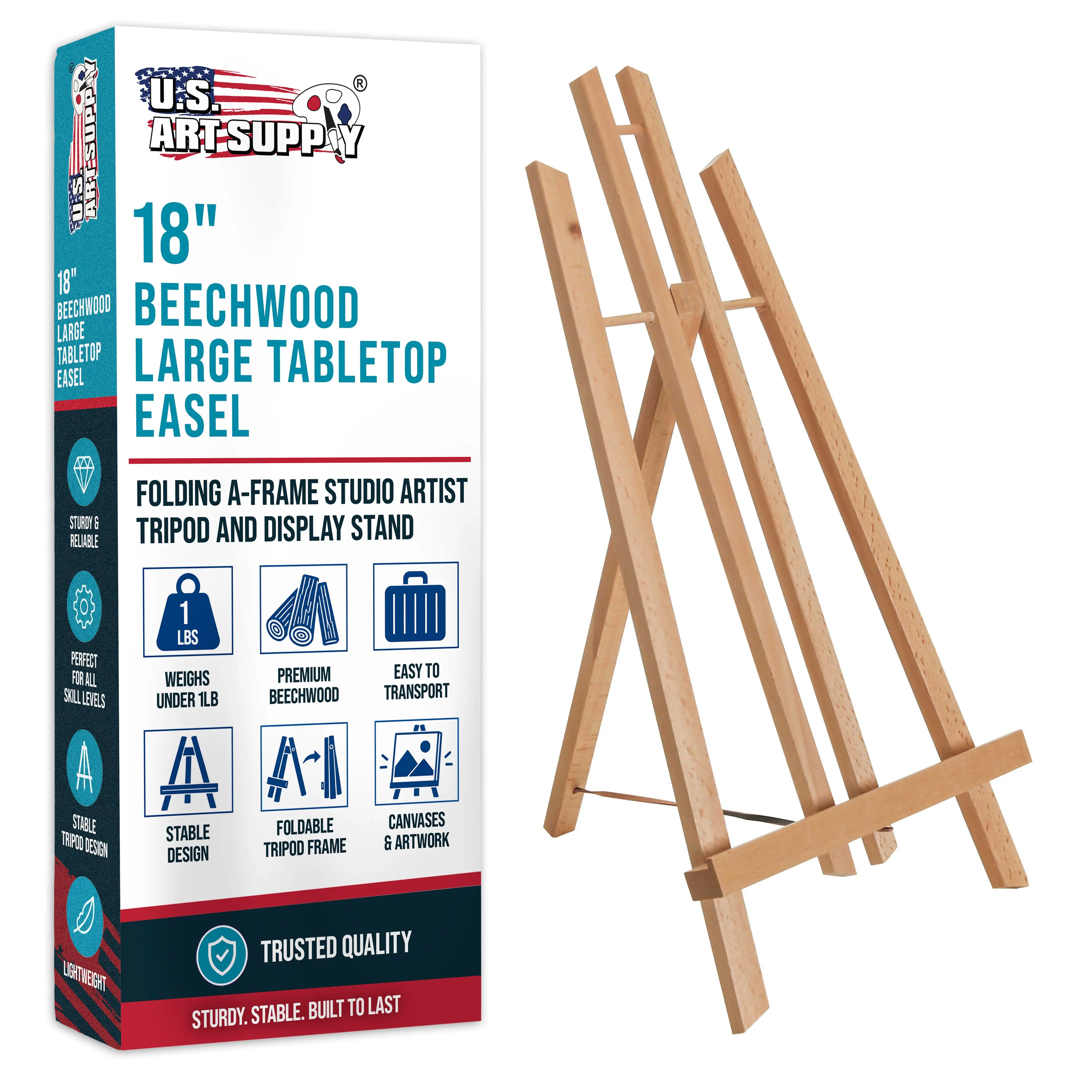 18" Large Tabletop Display Easel - Beechwood Artist A-Frame Display Stand, Wooden Easel for Painting, Canvas Stand, (Pack of 1) Classrooms Events Photo Picture Sign Holder