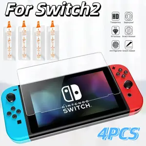 Switch2 Screen Protector Set, 7.9-Inch HD Tempered Glass Film, Easy Install Kit, Scratch-Resistant Design, Dust-Free Application