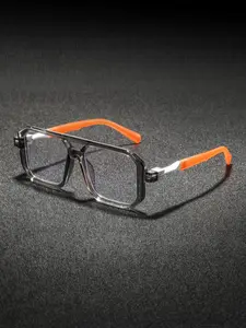 Men's Plastic Square Flat Top Glasses, Vintage Elegant Classic Trendy High-End Versatile, Fashion Plain Mirror Suitable for College Daily Wear, Square Frame Eyewear