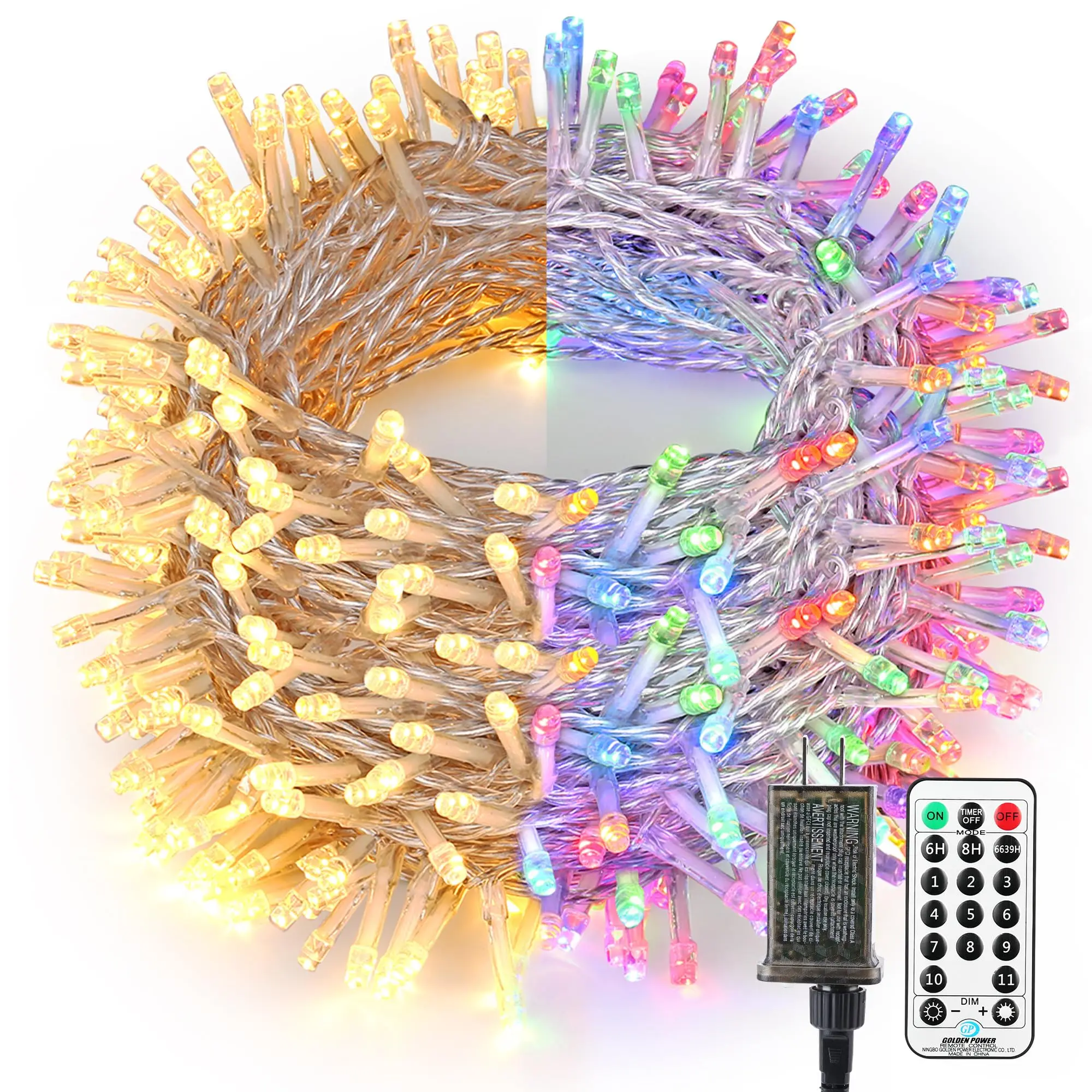 Color Changing Christmas Lights  115ft 300 Led Fairy String 11 Modes Warm White & Multicolor Tree Dimmable Plug In Light With Remote For Outdoor Indoor Xmas Decor