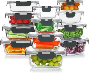 24 Pieces Glass Food Storage Containers Set,Glass Meal Prep Containers-Stackable Airtight Glass Storage Containers with lids,BPA Free,Freezer to Oven SafeEverlanelnspired17