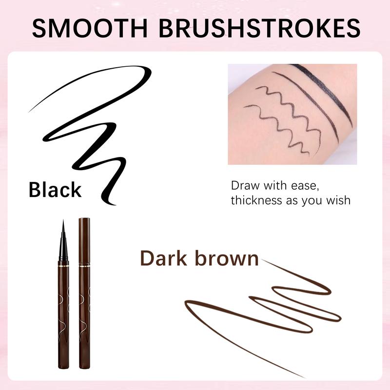 2-Pack Waterproof Liquid Eyeliner (Black + Brown) Fine tip for long-lasting wear Velvety matte finish All-day smudge-proof, transfer-resistant formula