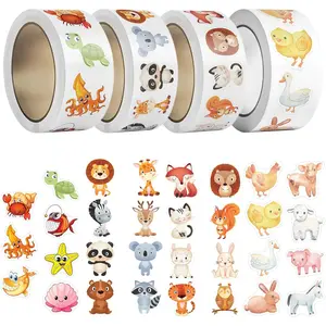 2000 count  Stickers for , 4 Rolls Cute  Farm Forest Jungle Incentive Decal for Students Gifts, Classroom Teacher Prizes(1 Inch)