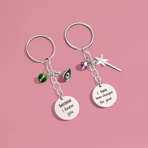 2pc Wicked Witch Inspired Stainless Steel Keychain Set Witch Hat Magic Wand Pendant Friendship matching Keychain Jewelry Gift employee appreciation perfect daily accessory keychain for car keys galentines gift