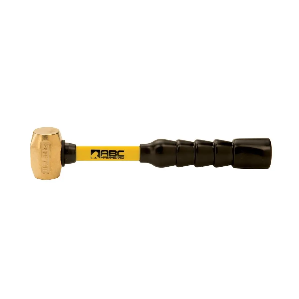 212 MAIN Brass Hammer (Model ABC1BFB) - 1lb, 2lb, 10in Ergonomic Fiberglass Handle, Cushion Grips, Non-Marring, Safe for Use Near Combustible Materials, Shoulder Protector Design, 10 In.