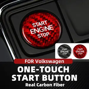 For Volkswagen Passat Tiguan Touran Bora Atlas Sagitar Lamando Car Engine Start Stop Button Cover Real Carbon Fiber Sticker Accessories Auto Modifications Car Stickers
